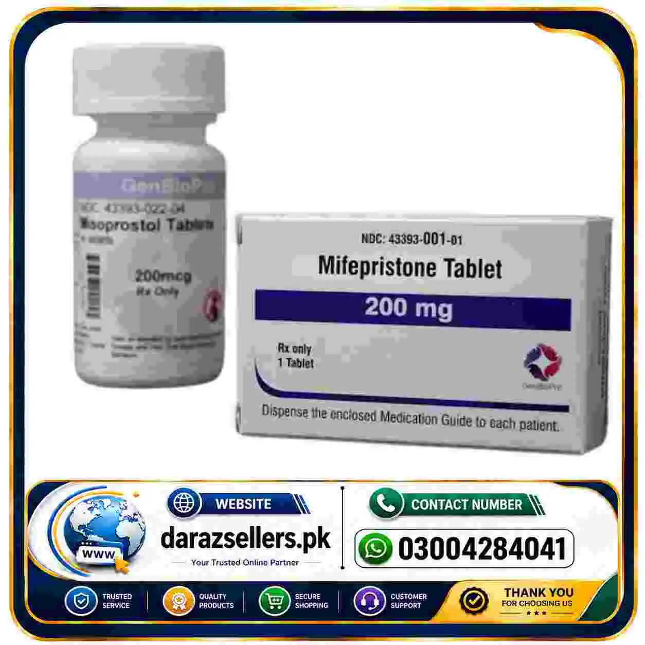 Mifepristone Tablets 200mg (Medical Termination of Early Pregnancy) in Pakistan
